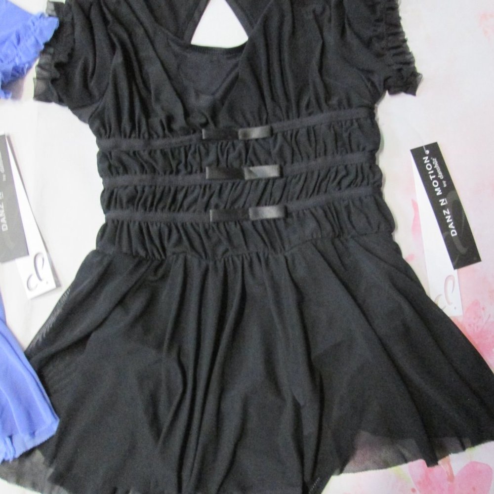 Dance Leotard Dress New 2-4 4-6 6-7 8-10 12-14 Blue Black Ballet Dance Costume - Picture 7 of 8